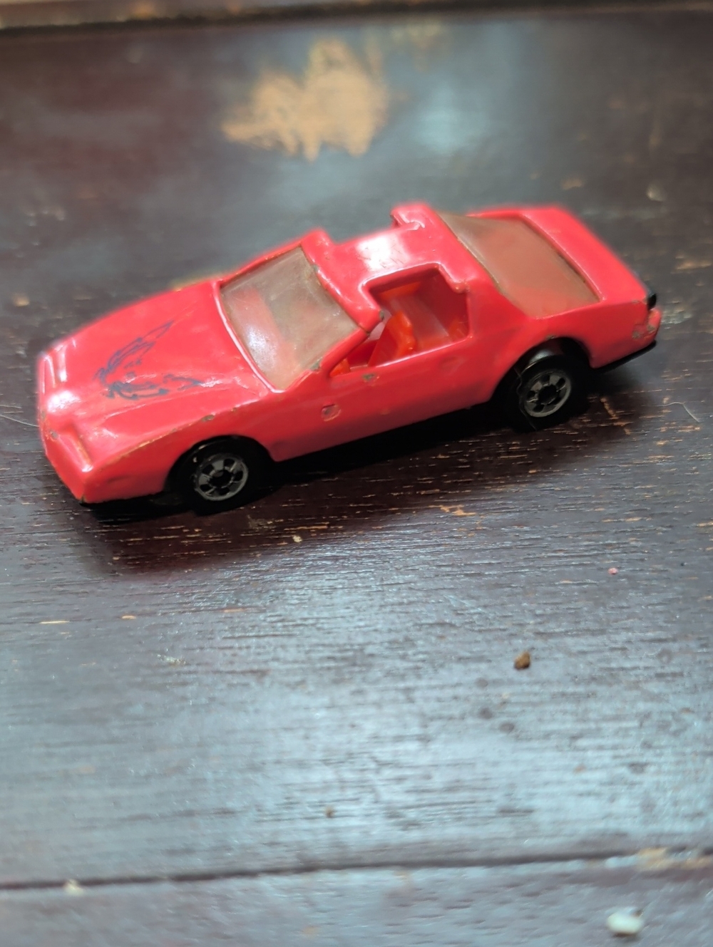 Vintage Pink/Red Kids Toy Sports Car - Die-Cast Model 1980s